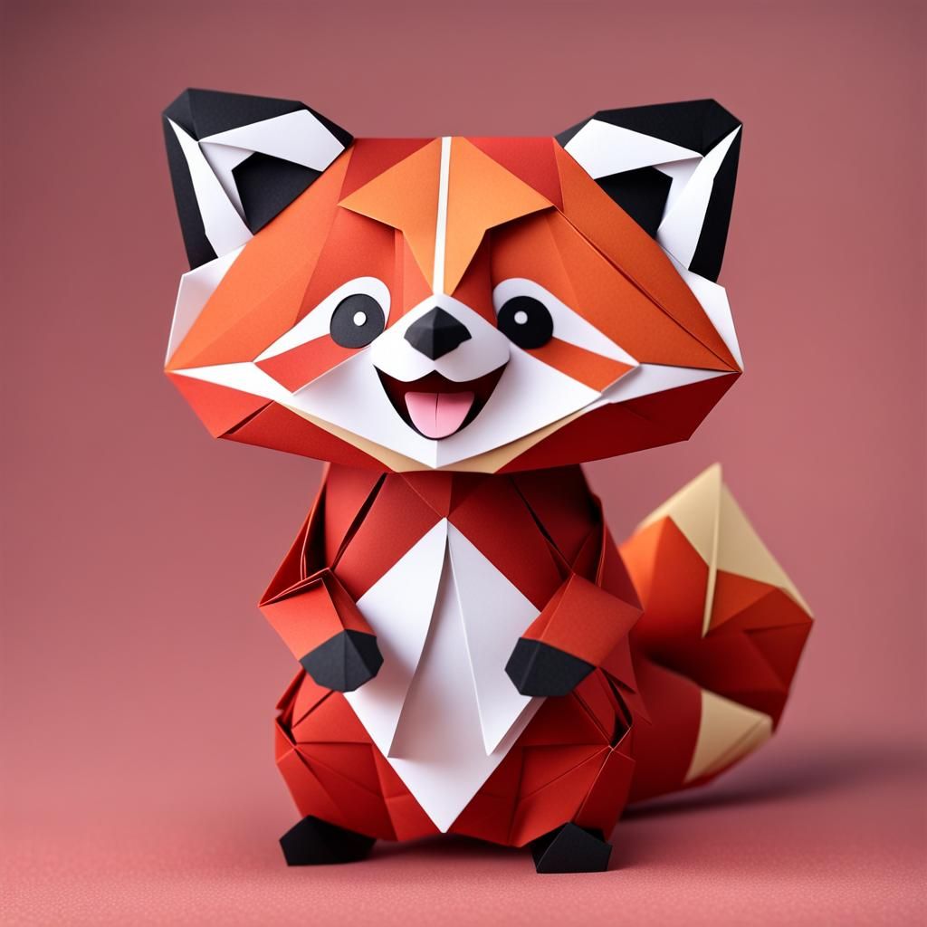 A cute red panda who is surprised