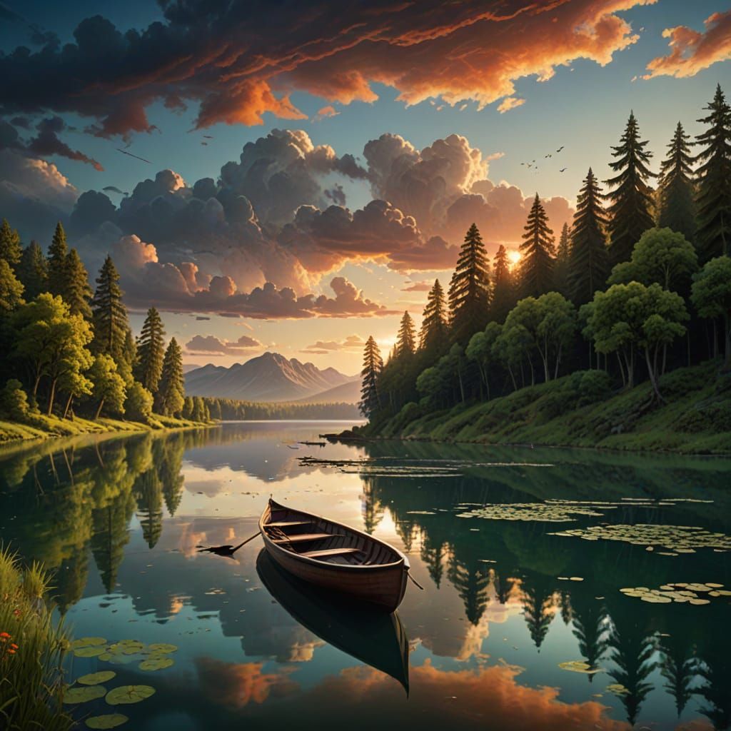 Wooden rowboat  by @Black Cat