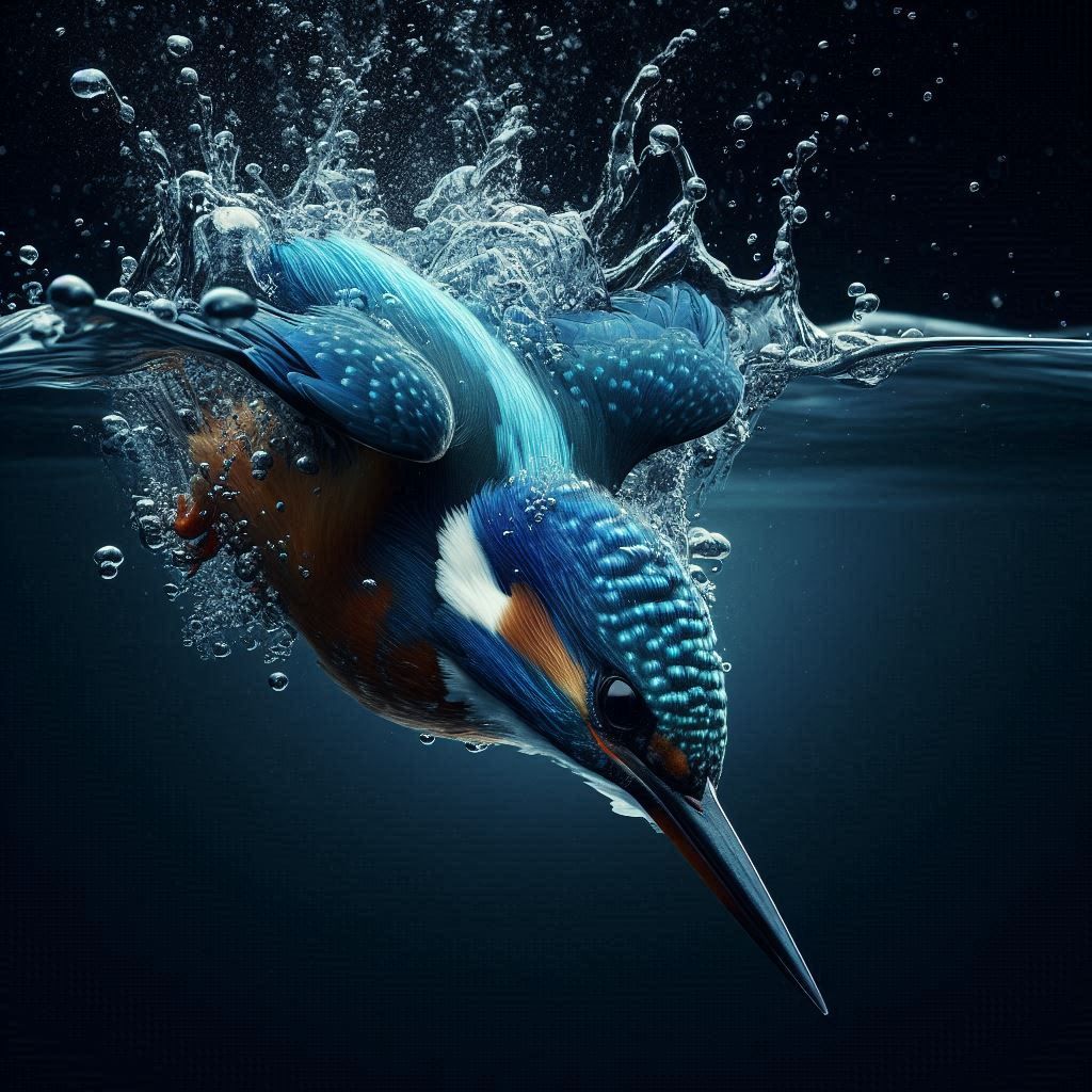 Kingfisher diving