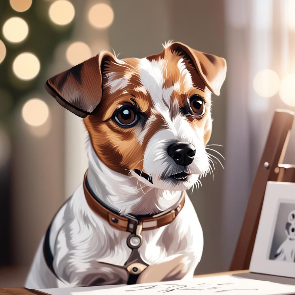 A Jack Russell Terrier Drawing With Flannal - Ai Generated Artwork 