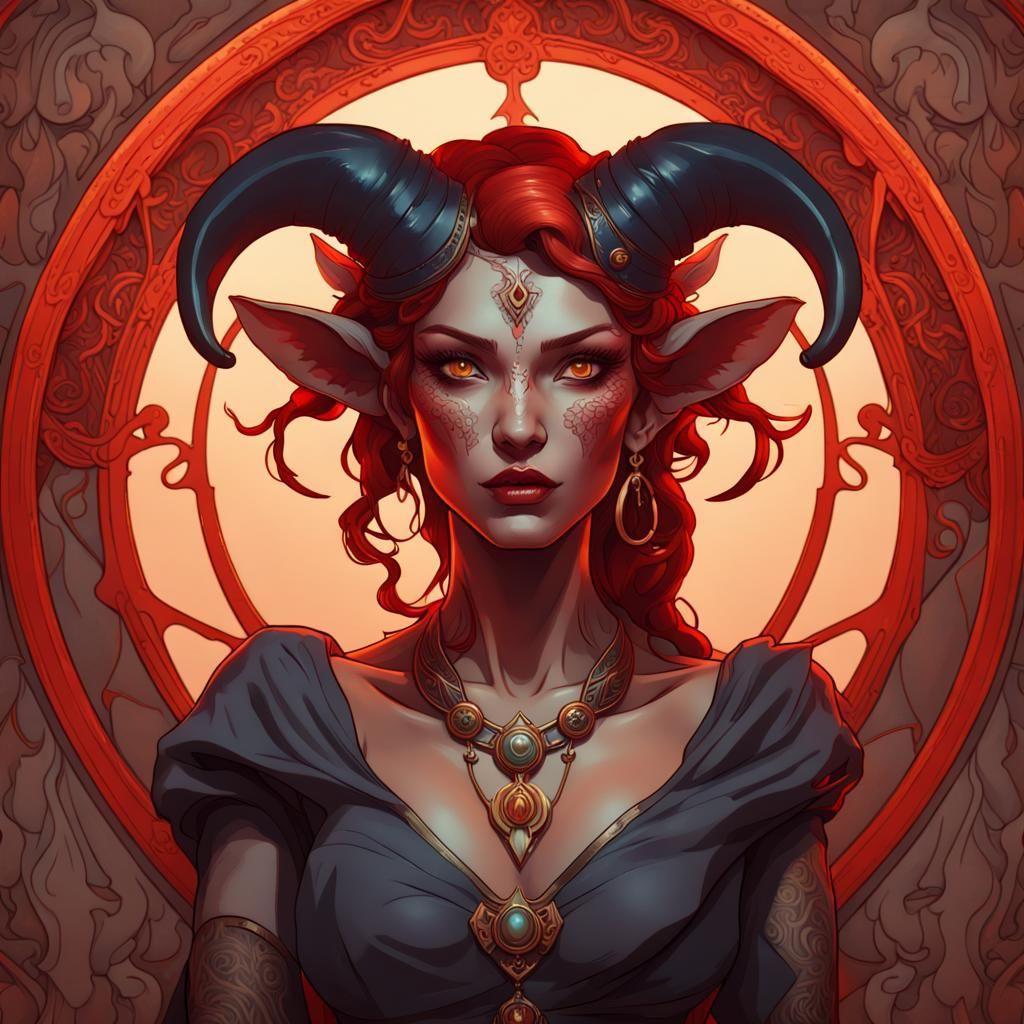 Tiefling Witch - Ai Generated Artwork - Nightcafe Creator