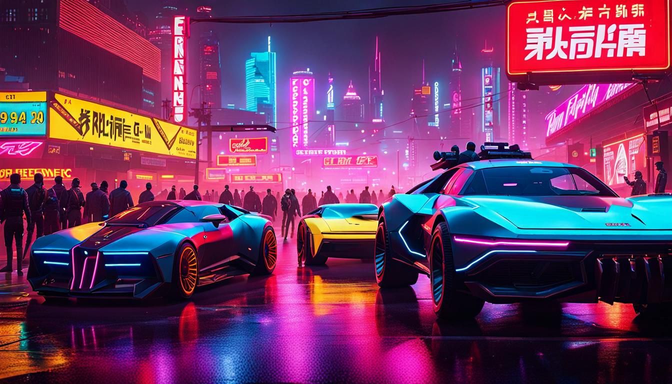 a fighting of 2 gangs of mafia, cyberpunk 2099 blade runner 2049 neon ...