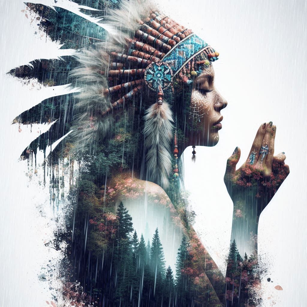 double exposure beautiful fantasy DALL-E 3 portrait landscape..