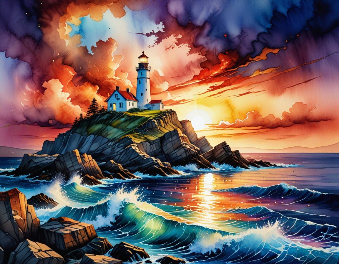 Lighthouse at Sunset