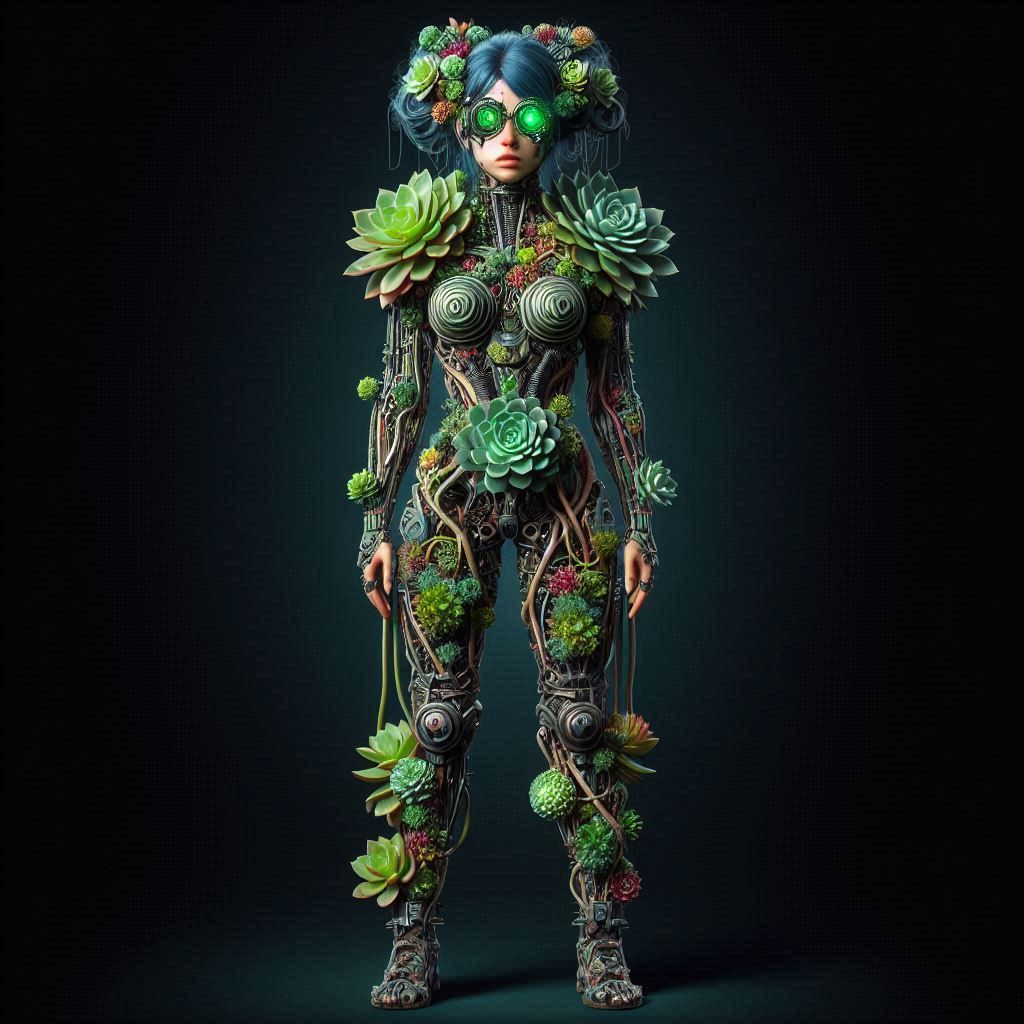 Biopunk women with plants