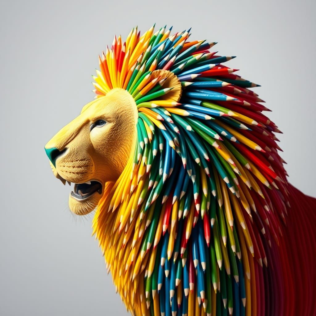 Colored Pencil Lion  by @Thomas
