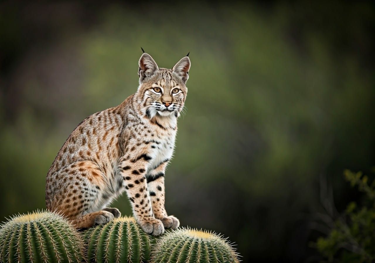 Bobcat on saguaro
