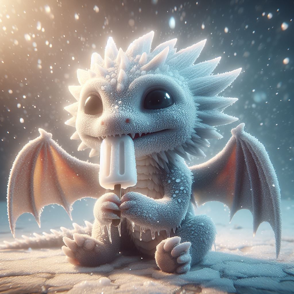 Ice Dragon eating a popsicle