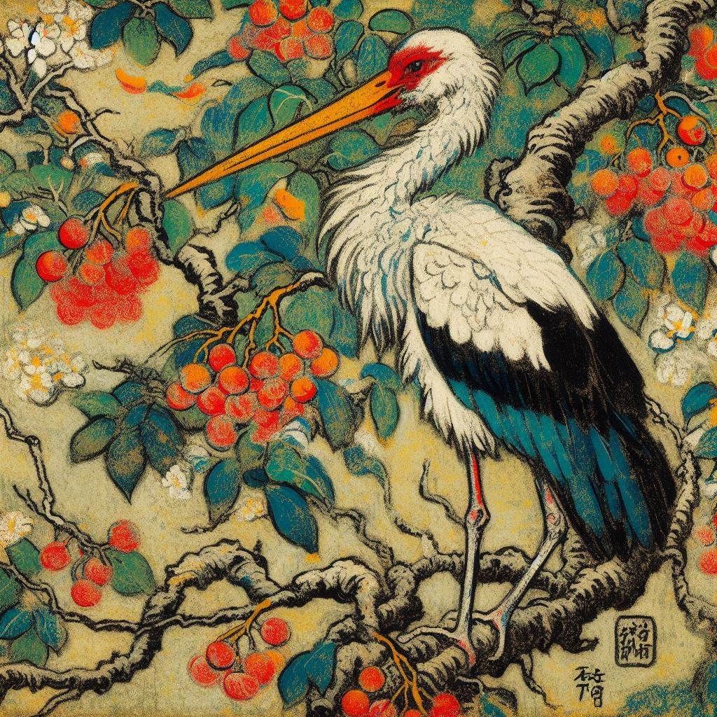 Stork With Cherries