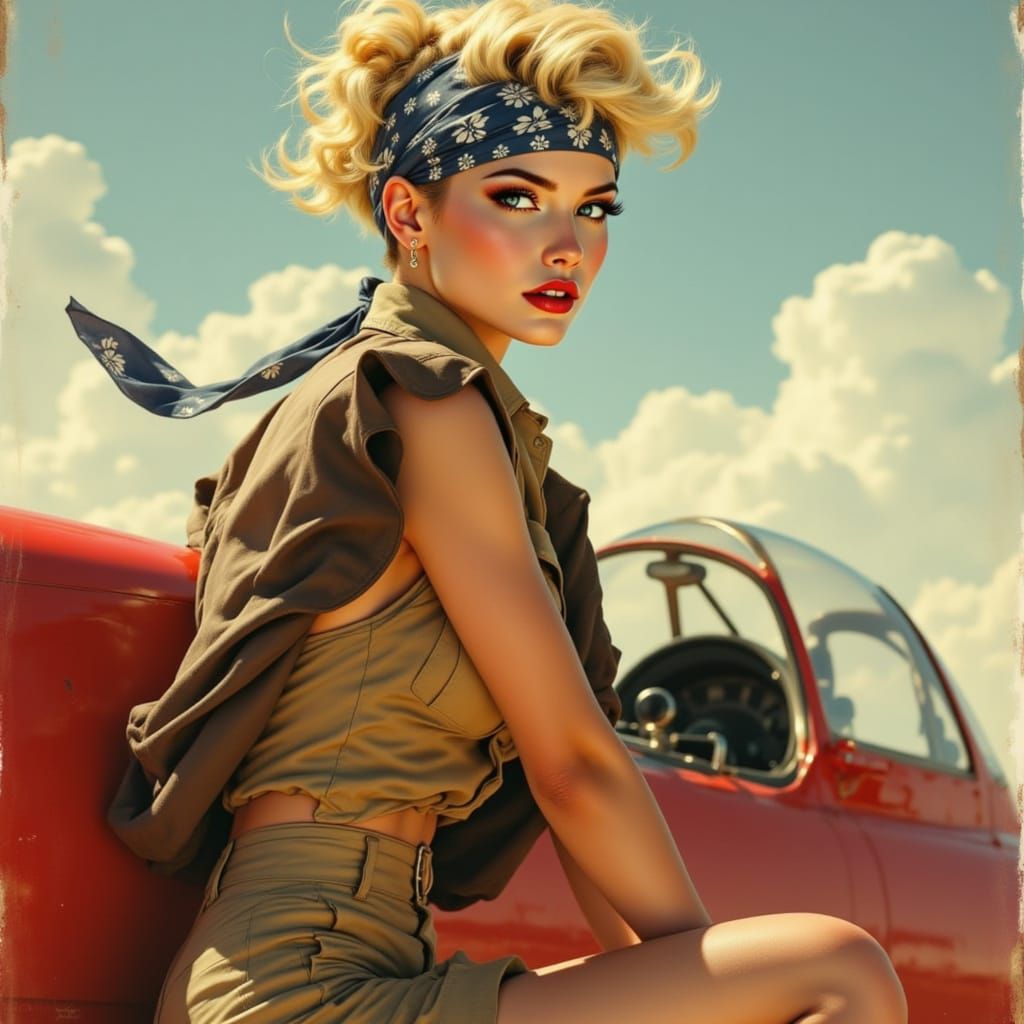 <lora:Pin-Up:1.0>  The Daring Adventuress
Character Description: A bold, spirited woman with a sense of adventure and independence. She’s th...