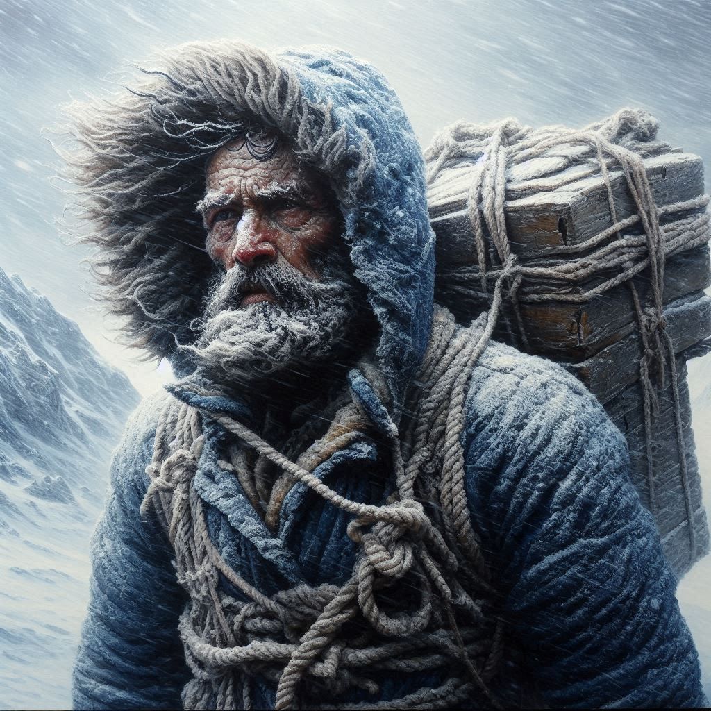 Walking in a snowy storm