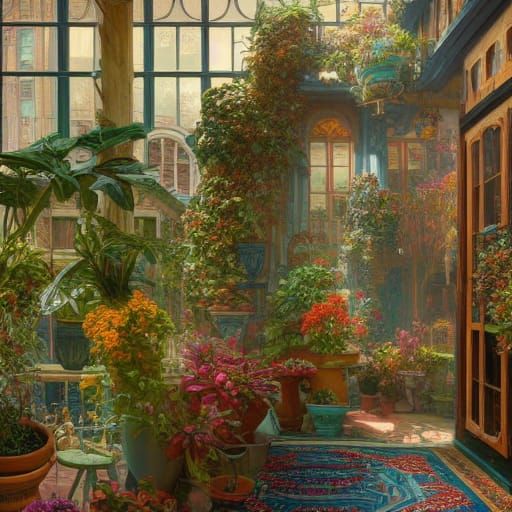 beautiful green house interior