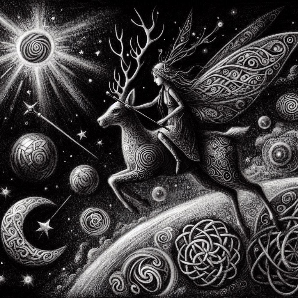 Fairy Girl riding Reindeer