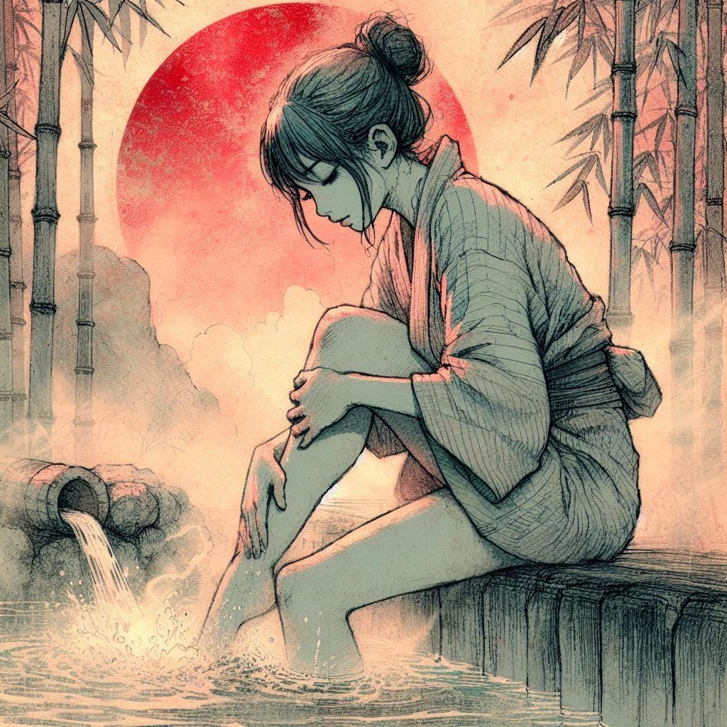 Mira at the hot springs