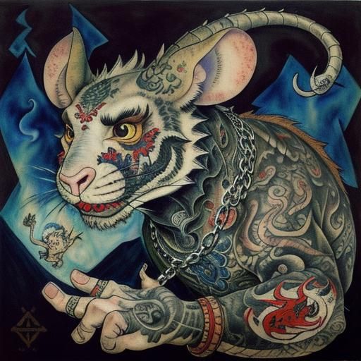 Brave rat with dragon head tattoo
Tattooed rat by Rubens, Eg...