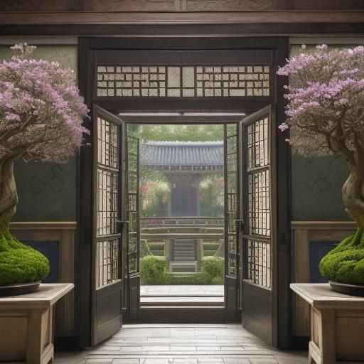 Intricate Bonsai Flower Stand in Surrealist Style