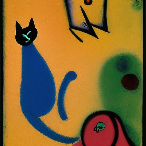 Puppet cat playing cat's puppets 
By Juan Miro and Marc Chag...