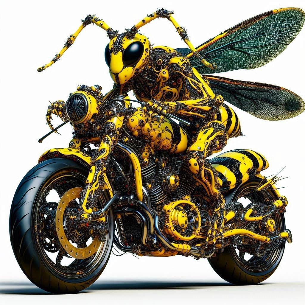 Waspman riding a Waspbike