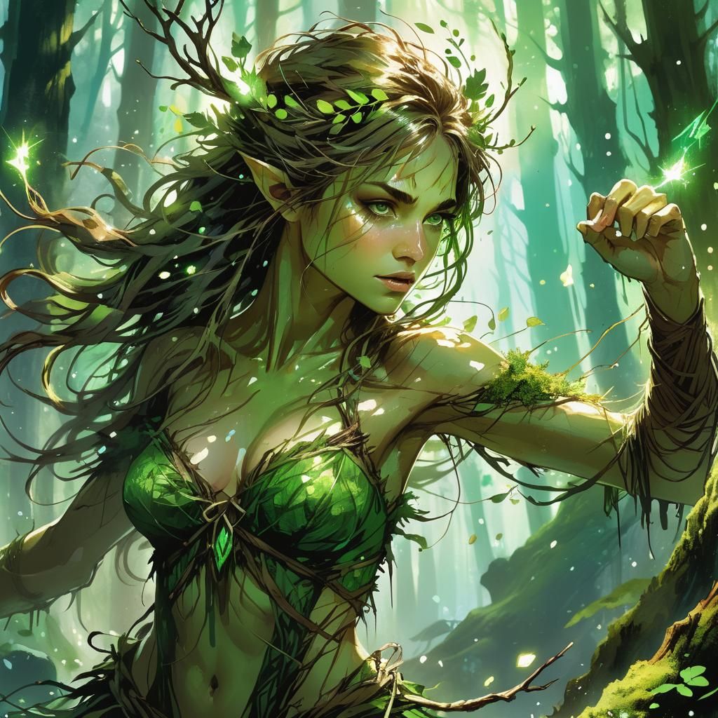 Fierce Dryad, Beauty and Might  by @D Rivers