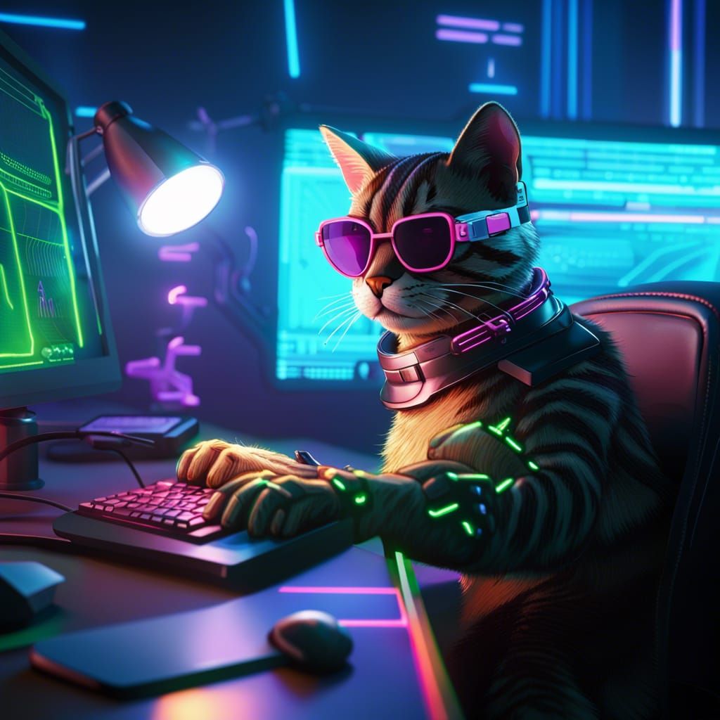 Hacker Cat - AI Generated Artwork - NightCafe Creator