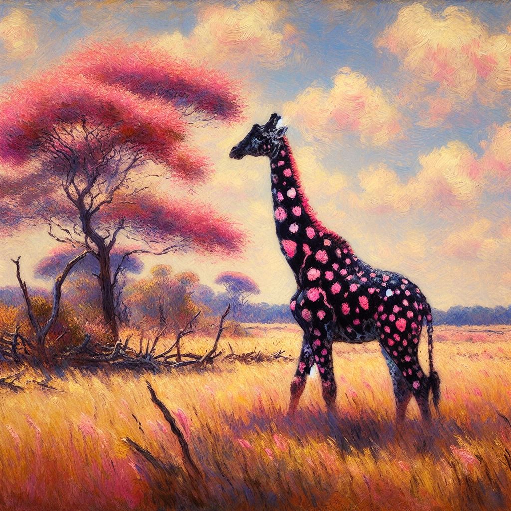 Black and pink dotted giraffe