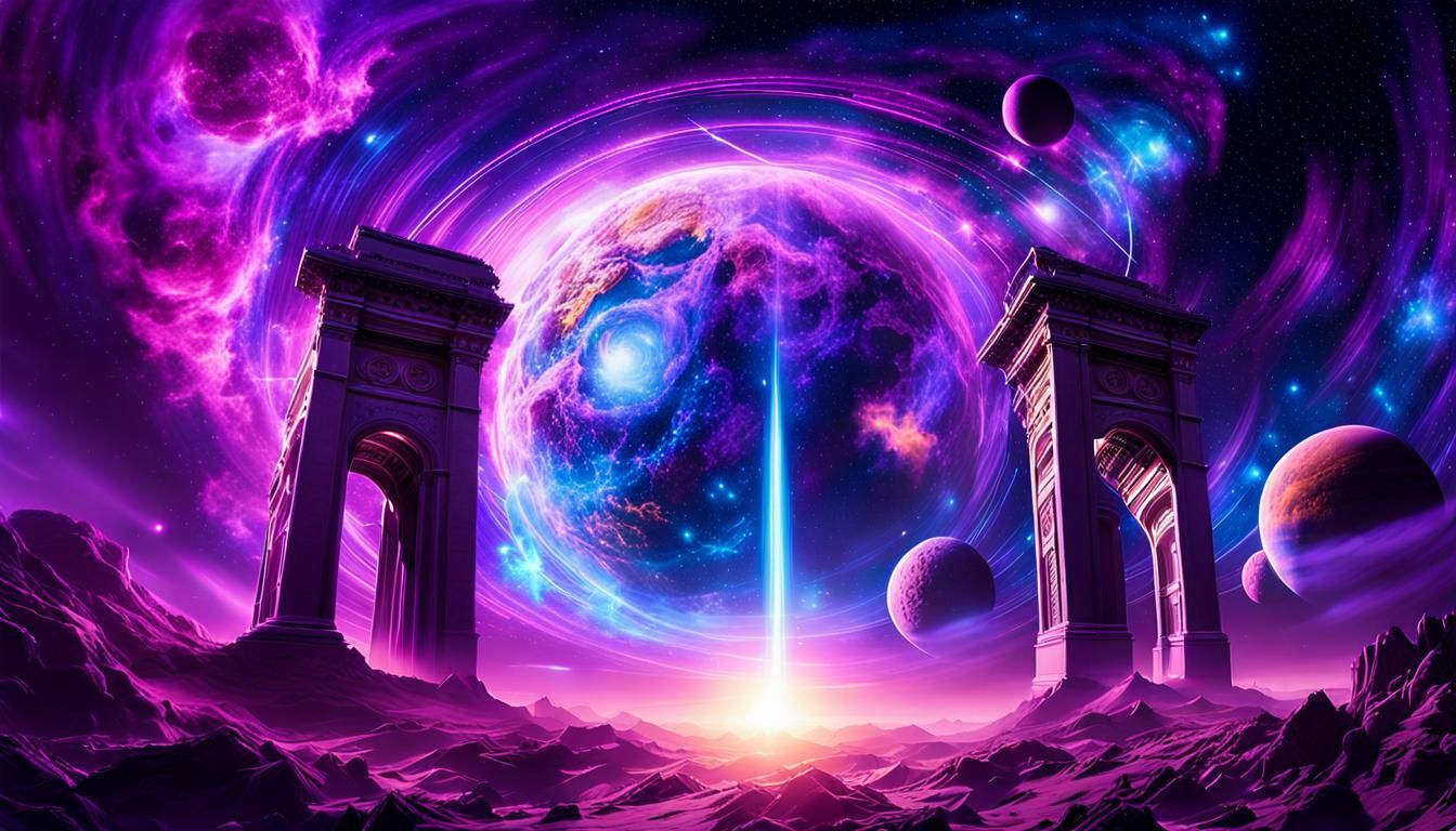 transportal gate way in the cosmos leading  to new parts off...