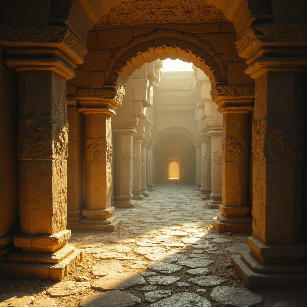 Mystical Ancient Temple in Dark Surrealist Style