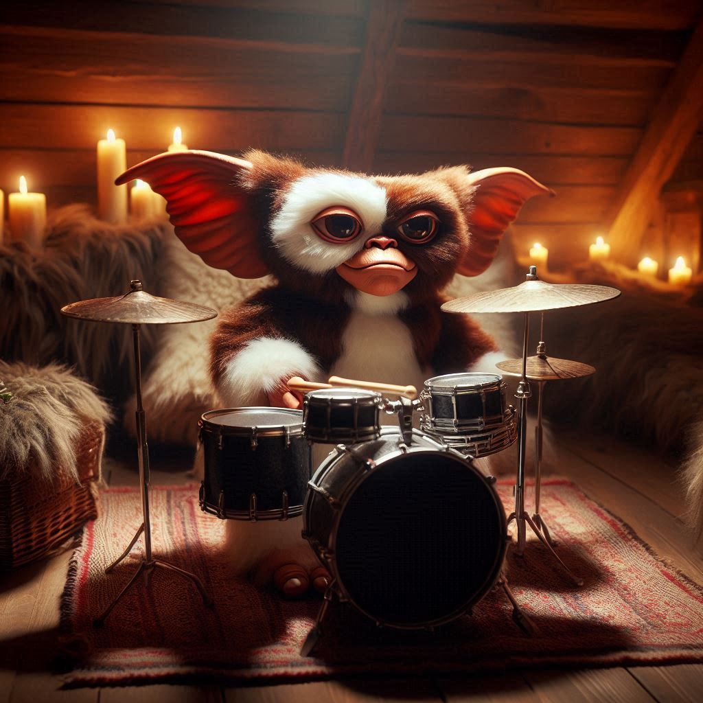 Gizmo on drums.