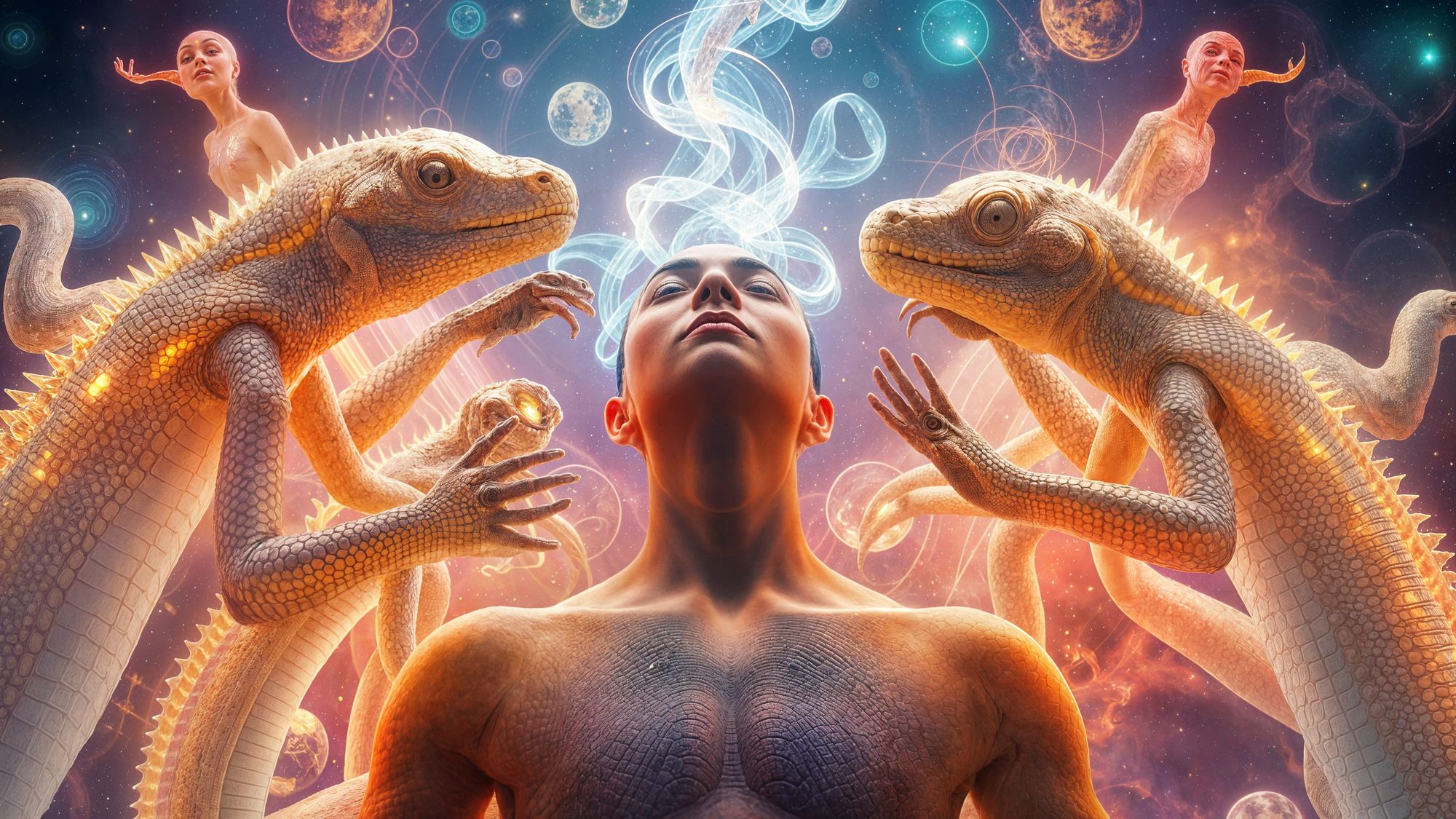 Reptile aliens made of light