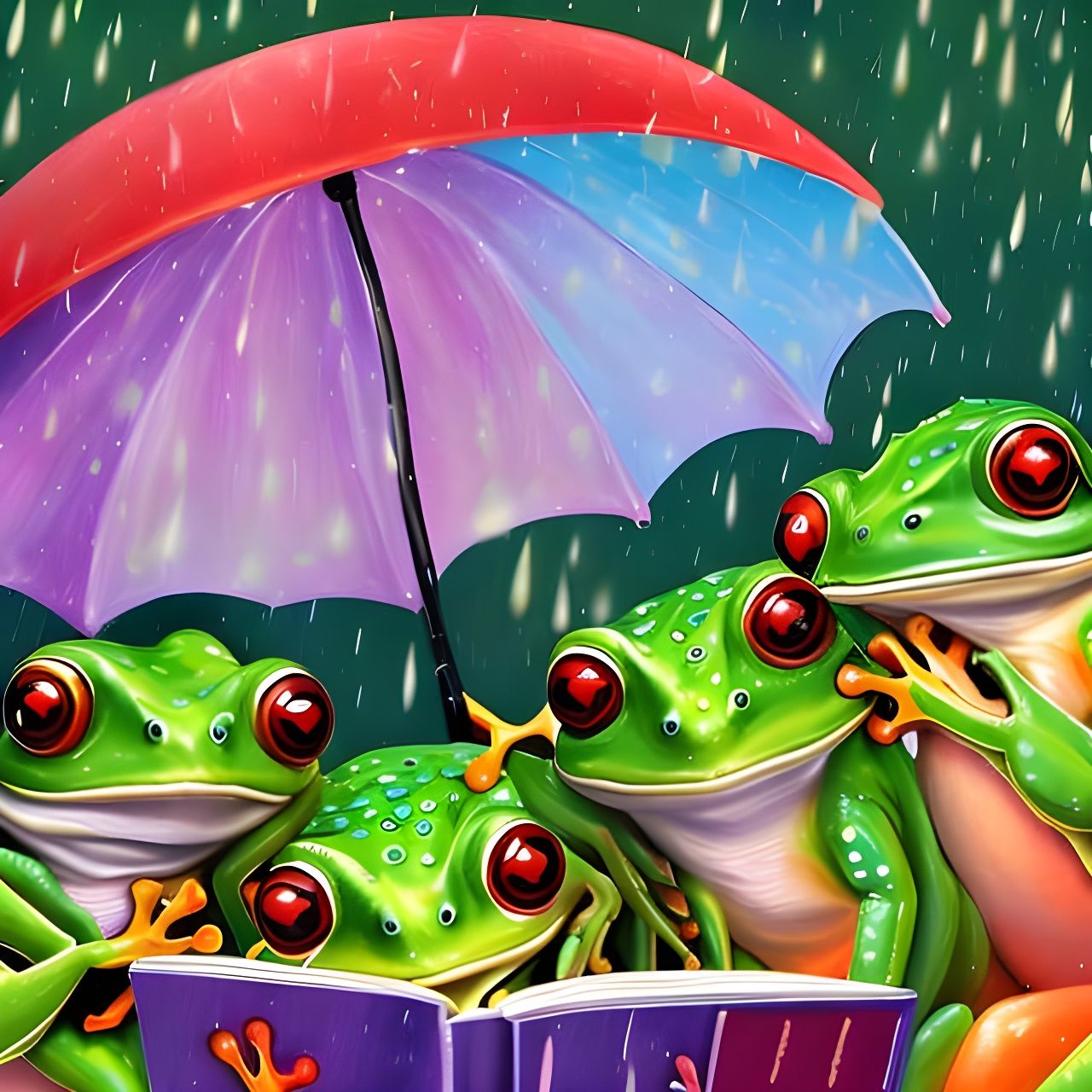 Reading together on a rainy day  by @Gorkwobbler