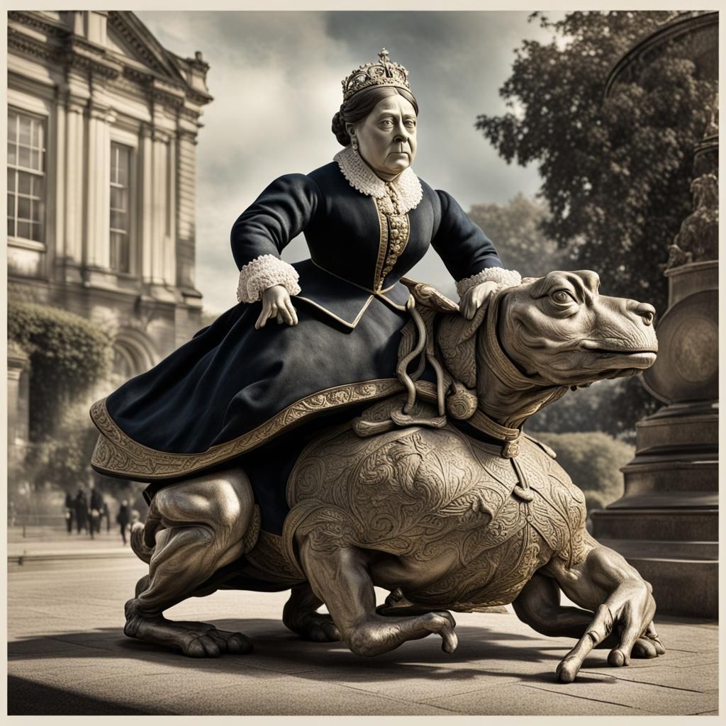 Queen Victoria playing leap frog