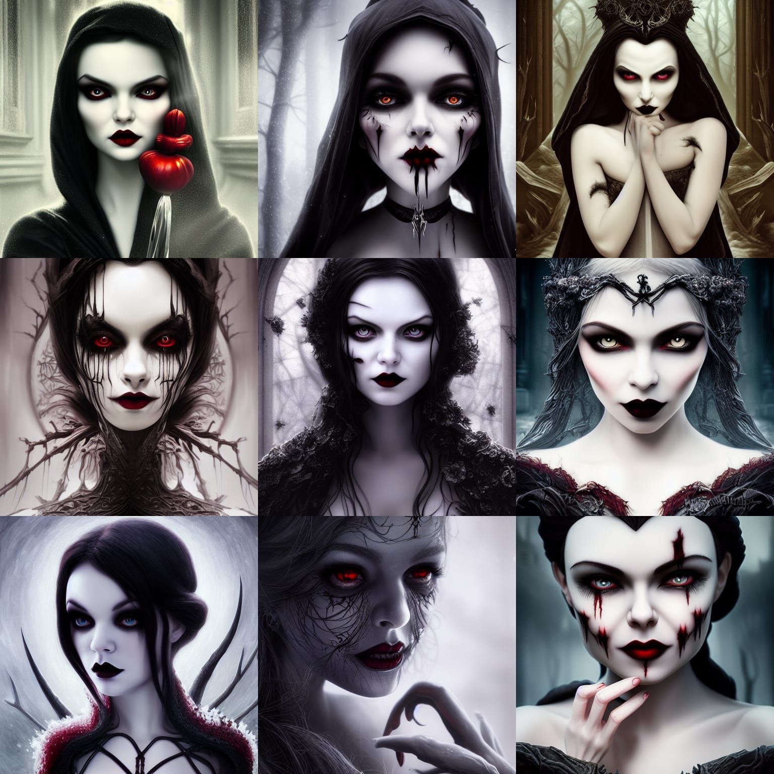 Beautiful gothic evil Snow White, beautiful eyes, intricate ...