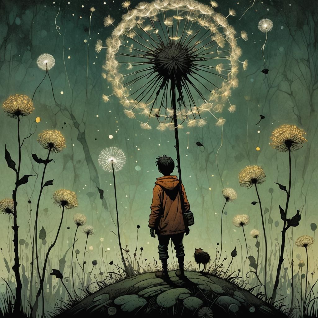 Boy with a oversized dandelion  by @Gabriele A