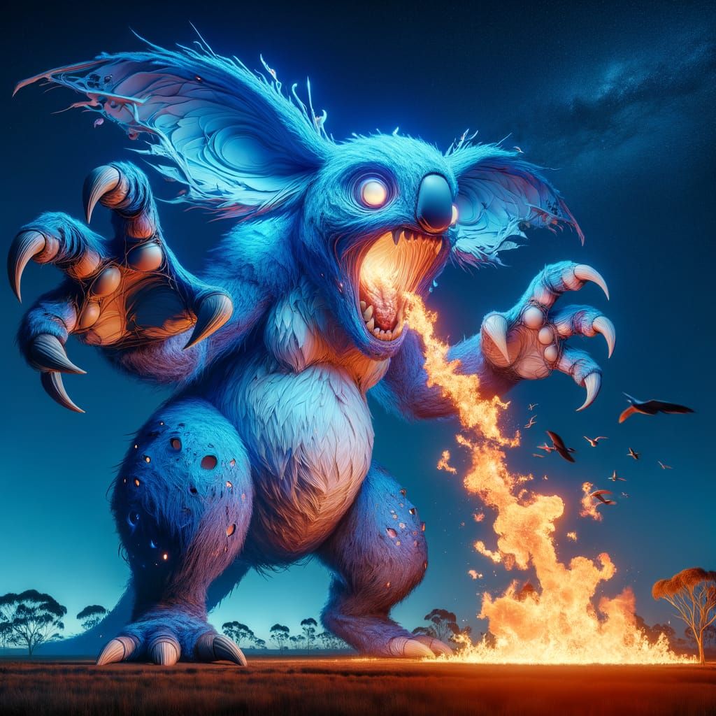Stitch breathing fire.