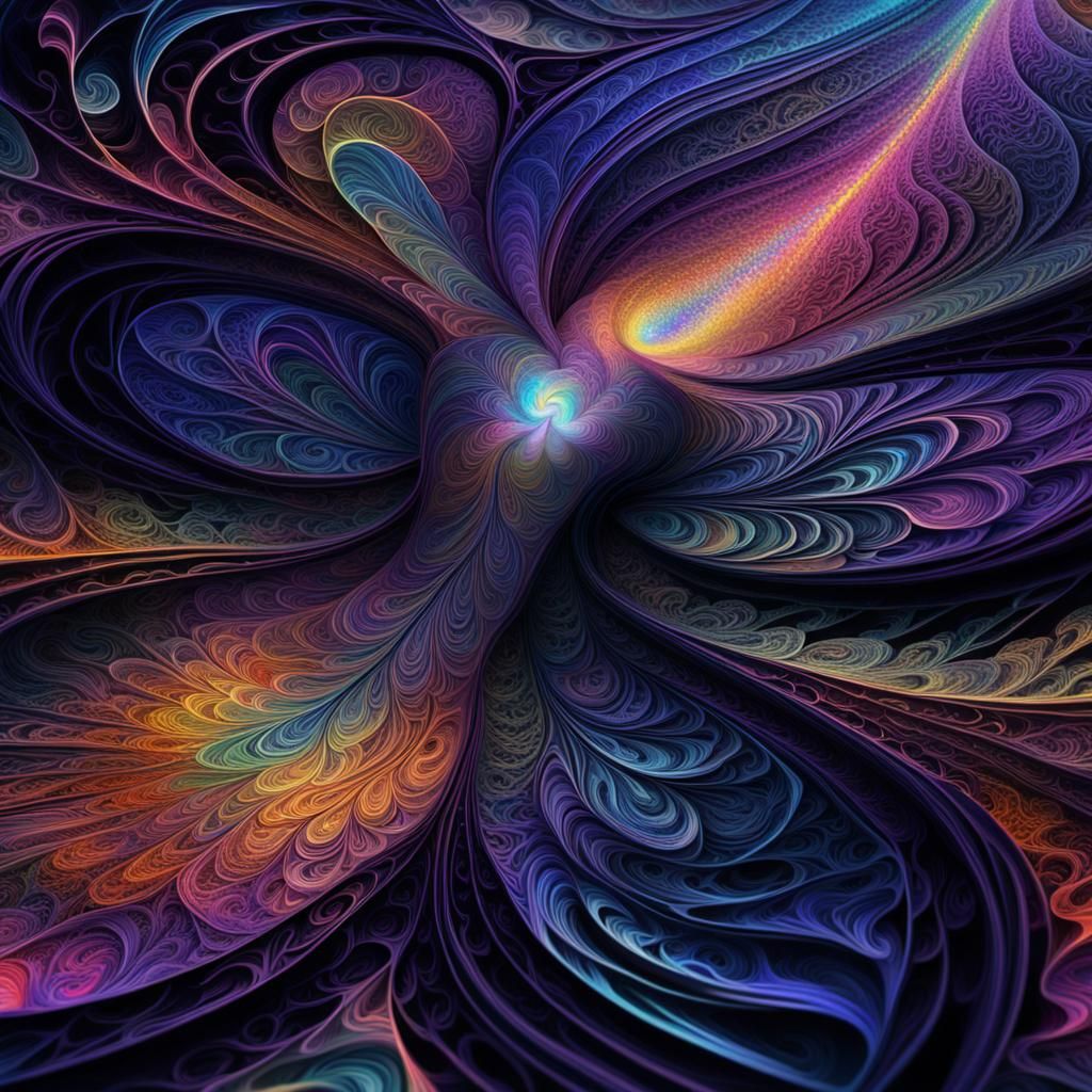 prism of light emanating from a A-gendered  astral being abstract vector fractal, wave function, Zentangle, 3d shading