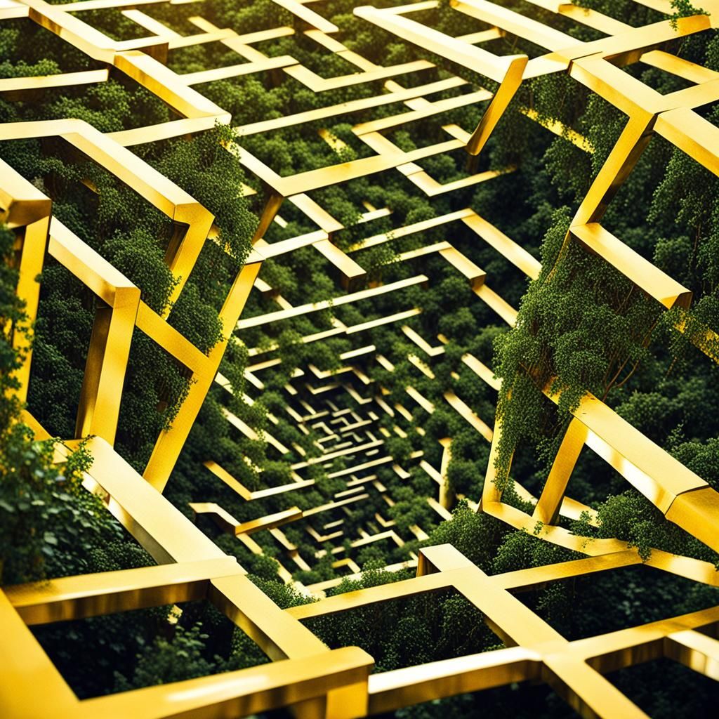 Surreal Lattice Maze Palace Garden in Matte Style