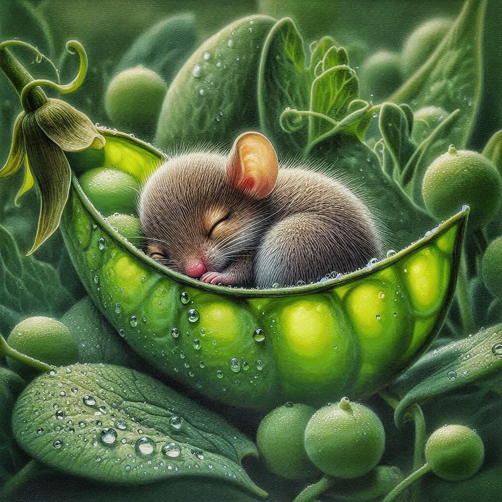 Sleeping in pea pod