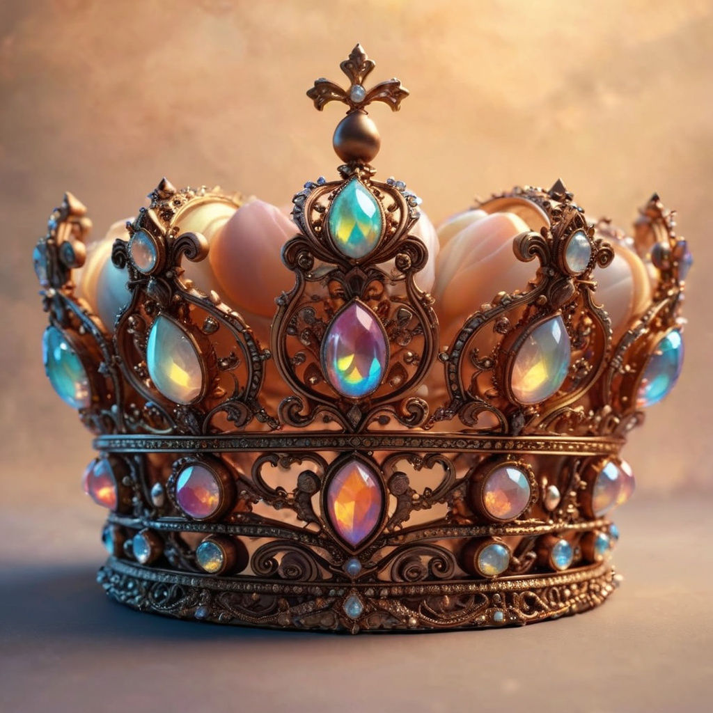 Regal Majesty with Iridescent Gems in a Velvety Dark Backgro...