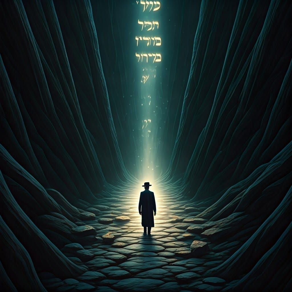 Jewish Figure Embarks on Fateful Path Through Darkened Realm