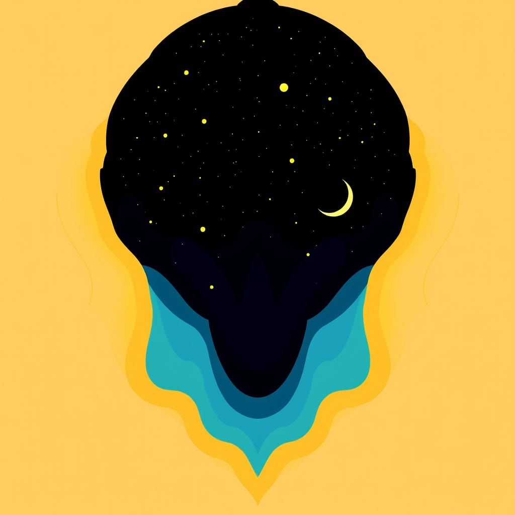 Lunar and Starry Night Scene