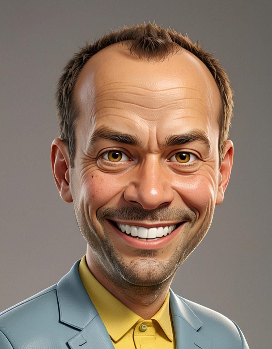 Create a realistic caricature 3D cartoon-style full body wit...