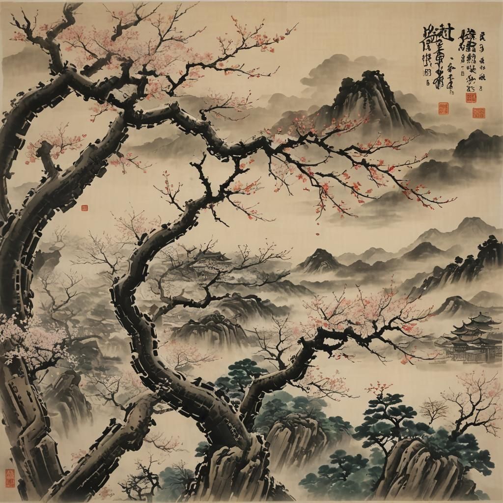 Peaceful Chinese Landscape in 3D Digital Art