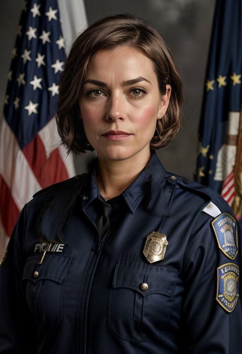 Mary Elizabeth Winstead in a (Carhartt duck jacket), standing in front of (flags, flag pole), looking directly at the camera, (Eve...