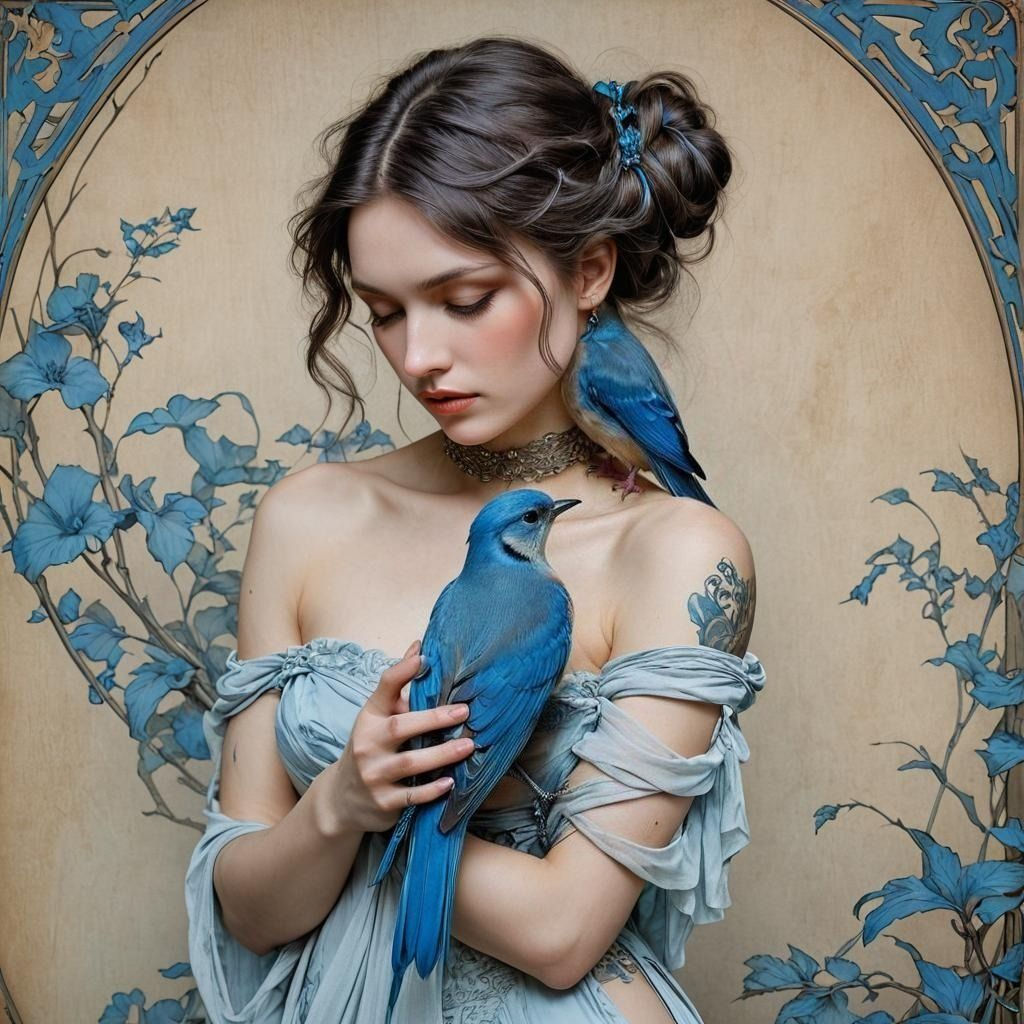Portraits in Blue - Art Nouveau in 3D