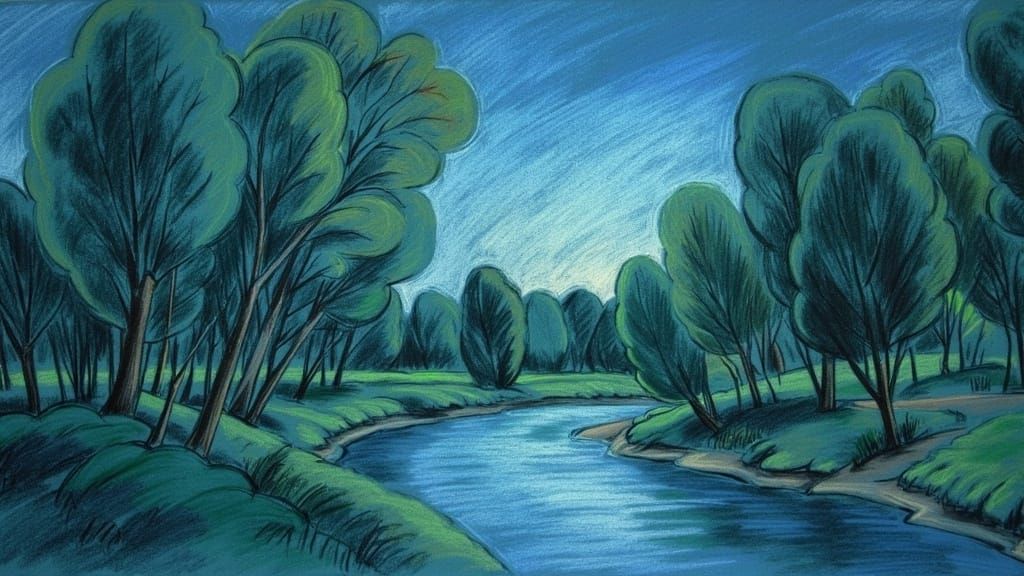 River in the night. AI Generated Artwork NightCafe Creator