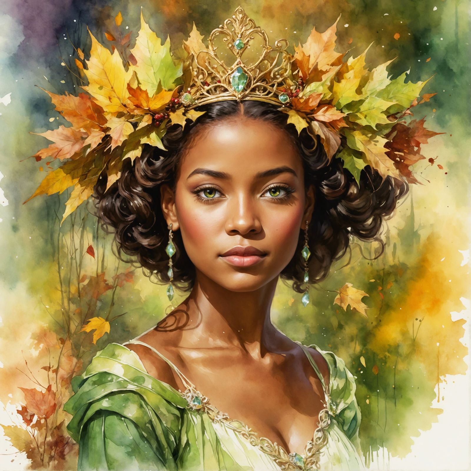 Portrait, Princess Tiana in autumn Wonderland - 4K