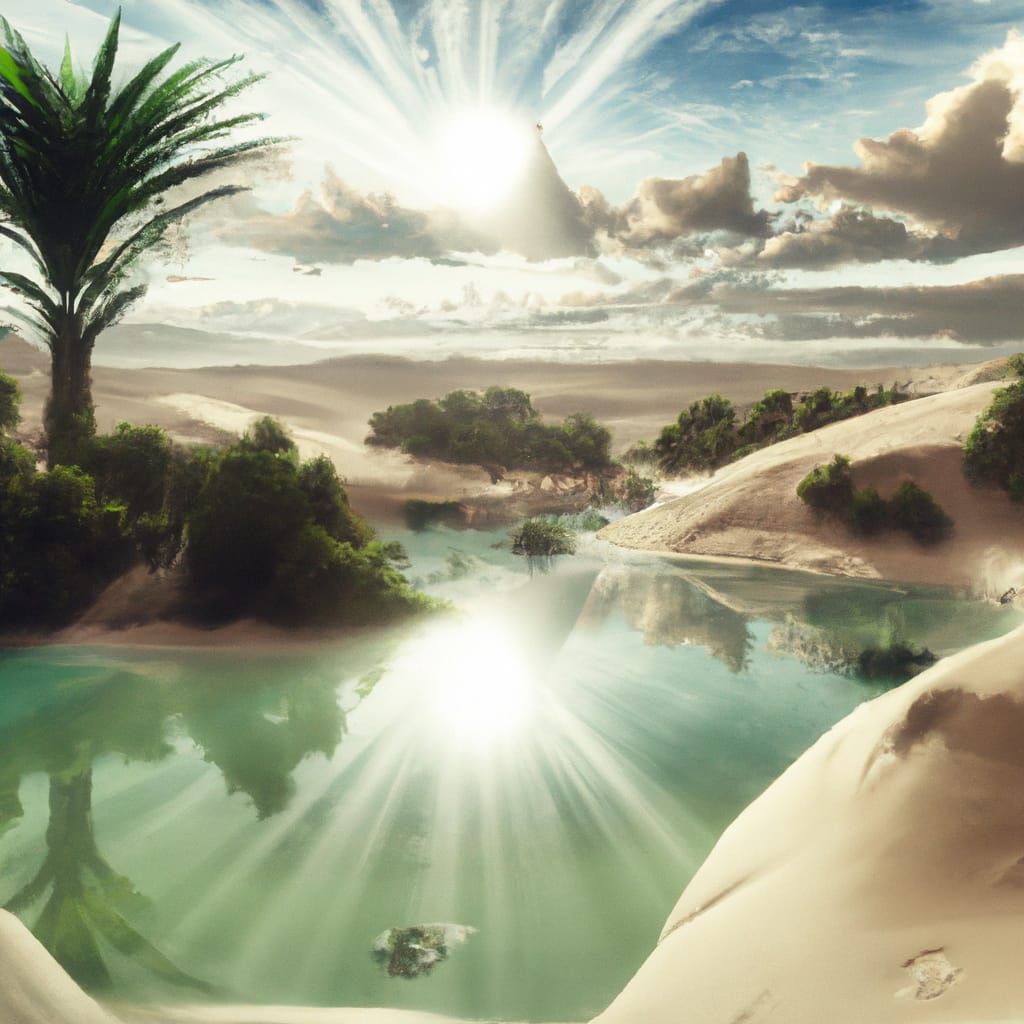 oasis in the middle of the dessert undefined