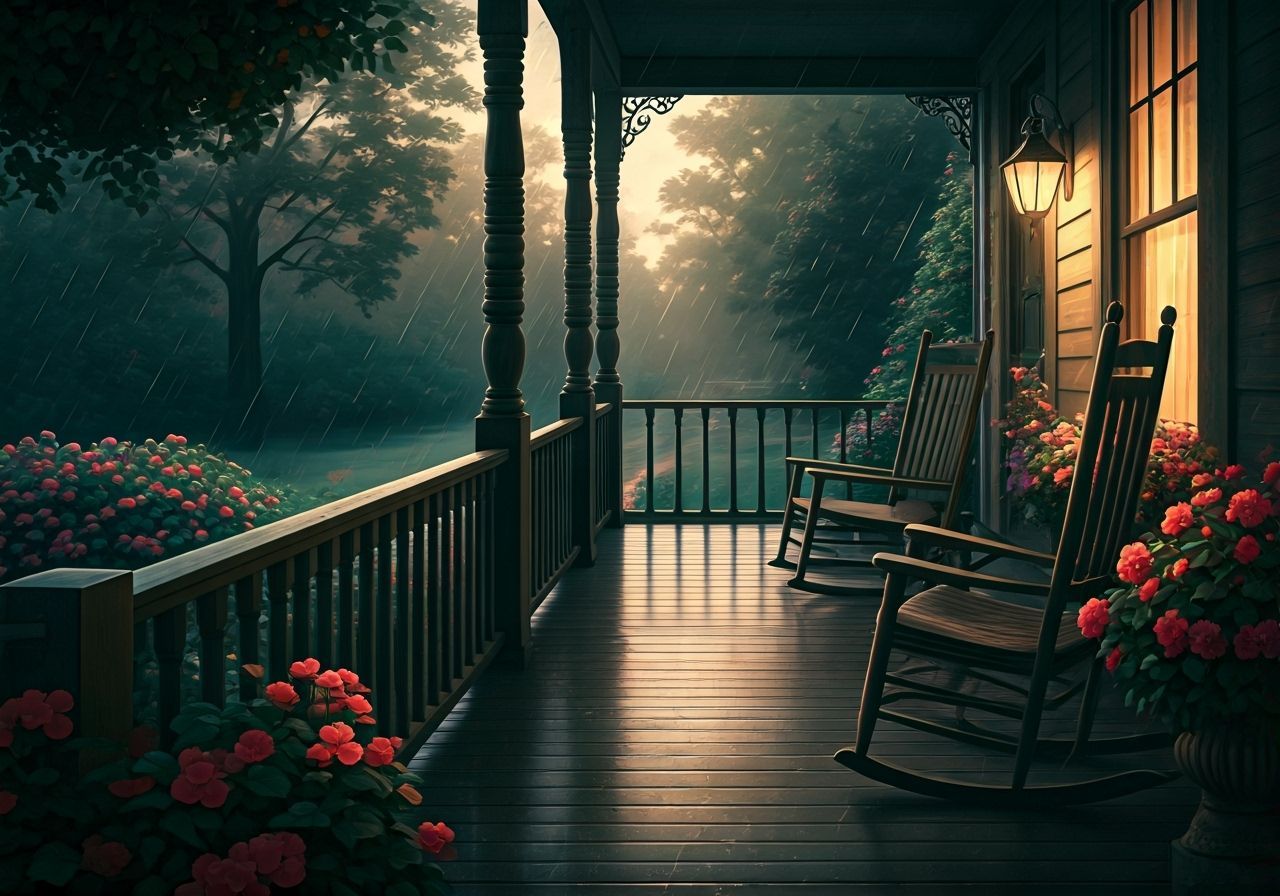The most relaxing place to me. A front porch when it rains.  by @LTSings