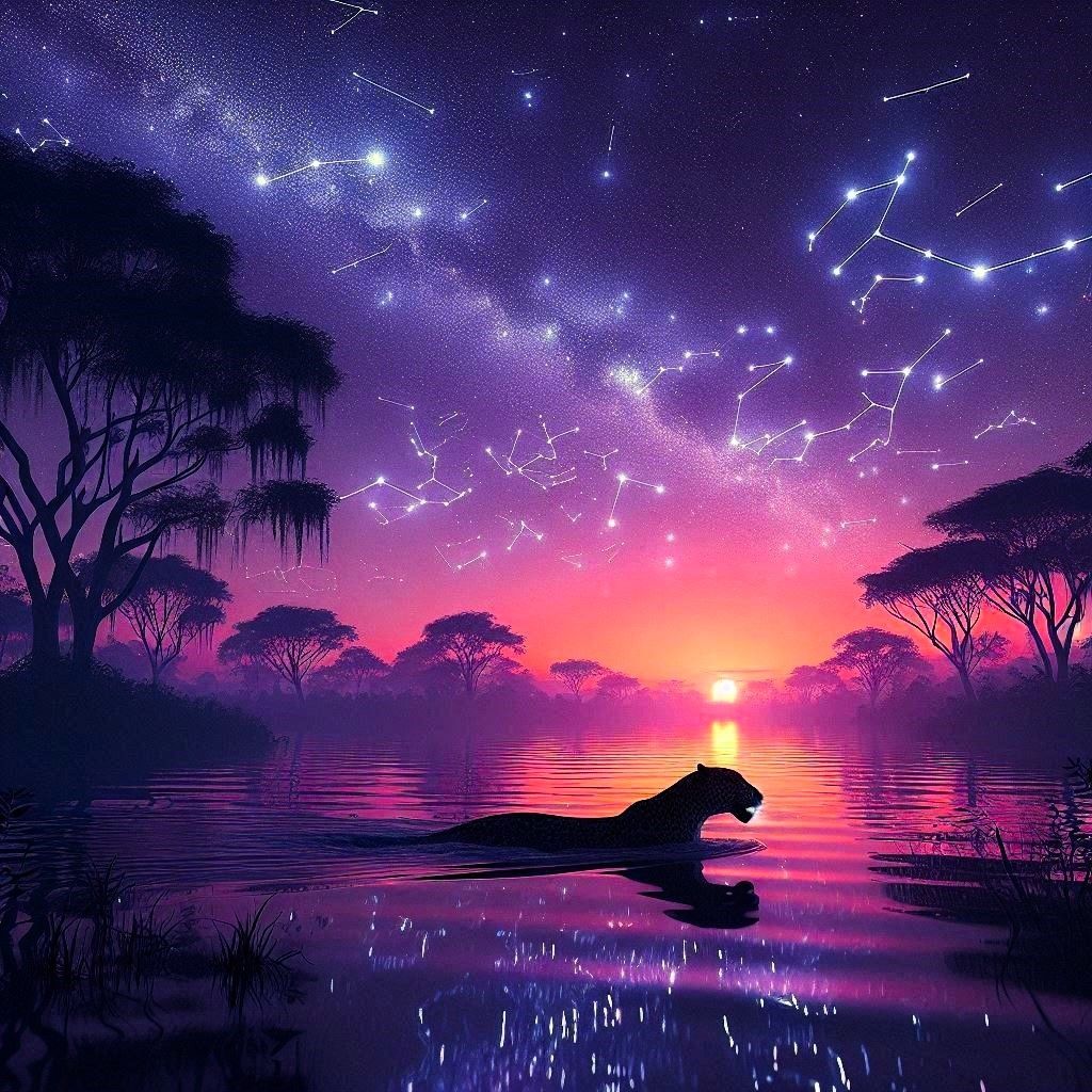 Evening Swim..for more info on jags: https://www.worldwildlife.org/species/jaguar