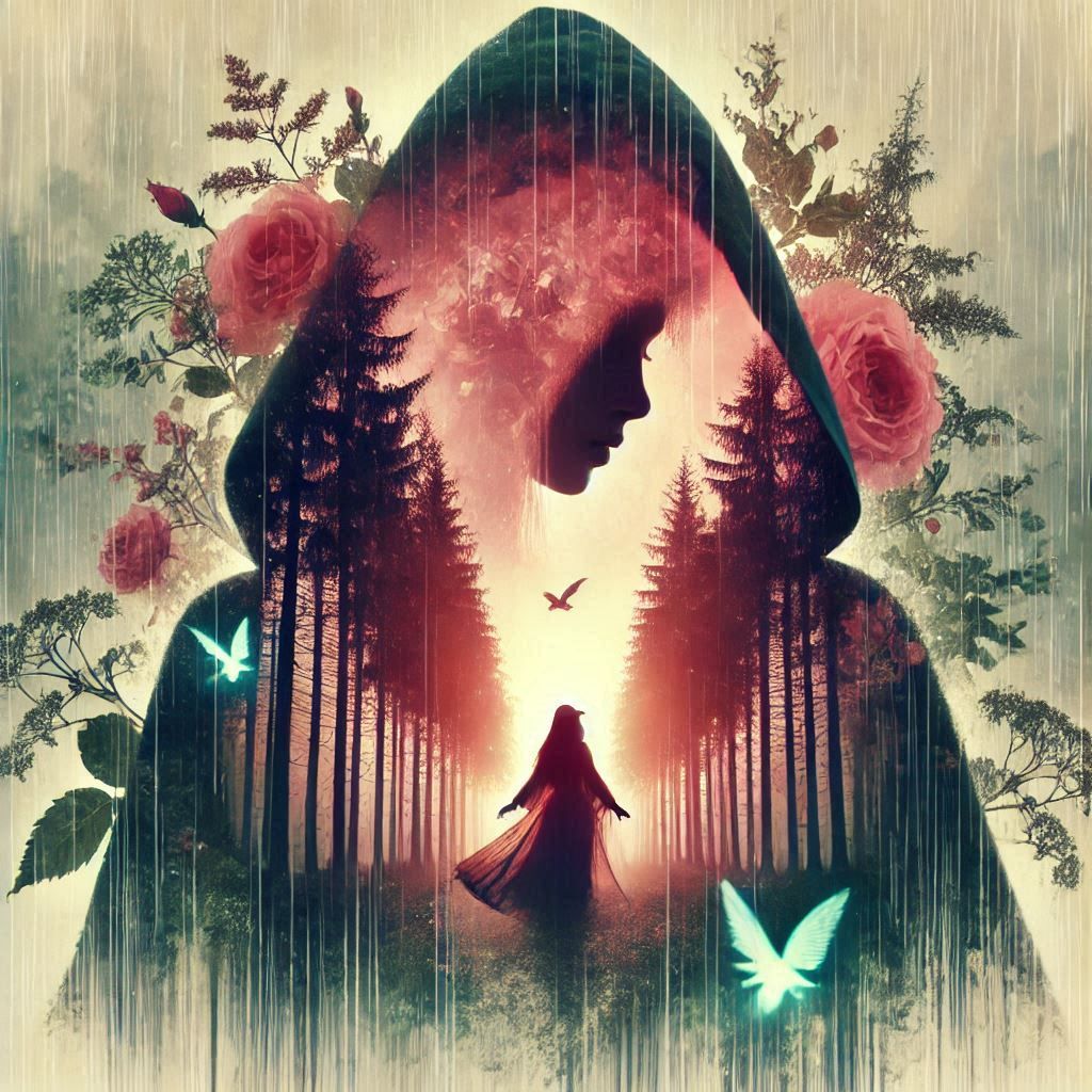 double exposure beautiful fantasy DALL-E 3 portrait landscape..